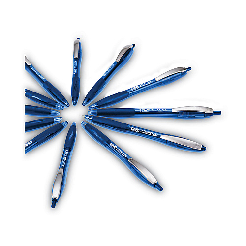 BIC GLIDE Ballpoint Pen, Retractable, Medium 1 mm, Blue Ink, Translucent Blue/Blue Barrel, Dozen (VCG11BE)