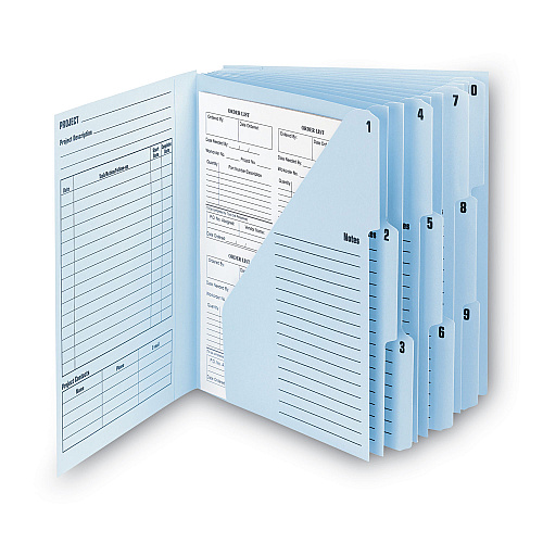 Smead 10-Pocket Project Organizer with Indexed Tabs (1-10), 10 Sections, Unpunched, 1/3-Cut Tabs, Letter Size, Lake Blue/Navy Blue (89200)