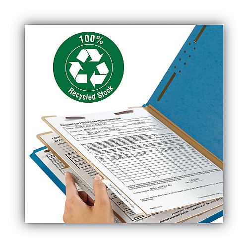 Smead Recycled Pressboard Classification Folders, 2" Expansion, 2 Dividers, 6 Fasteners, Letter Size, Dark Blue, 10/Box (14062)