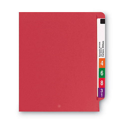 Smead Shelf-Master Reinforced End Tab Colored Folders, Straight Tabs, Letter Size, 0.75" Expansion, Red, 100/Box (25710)