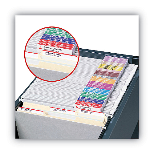 Smead Viewables Hanging Folder Tabs and Labels, Complete Bulk Pack Refill, 1/3-Cut, Assorted Colors, 3.5" Wide, 100/Box (64910)