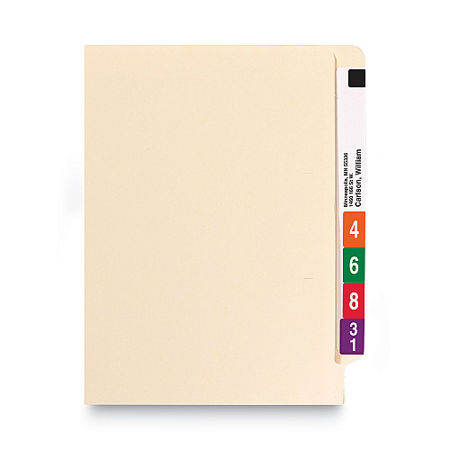 Smead Heavyweight Manila End Tab Folders, 9.5" High Front, Straight Tabs, Legal Size, 0.75" Expansion, Manila, 100/Box (27100)