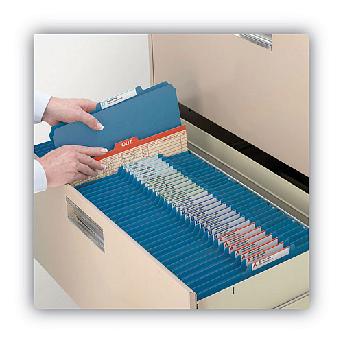 Smead Recycled Pressboard Classification Folders, 2" Expansion, 2 Dividers, 6 Fasteners, Letter Size, Dark Blue, 10/Box (14062)
