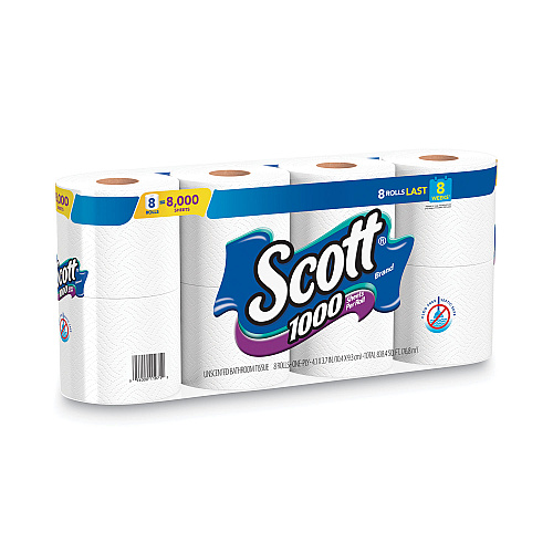 Scott 1000 Bathroom Tissue, Septic Safe, 1-Ply, White, 1,000 Sheets/Roll, 32 Rolls/Carton (49209)