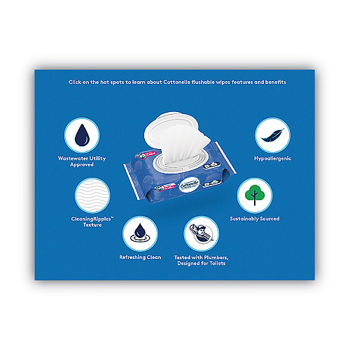 Cottonelle Flushable Wet Wipes, Flip-Top Pack, 5 x 7.25, White, 42 Sheets/Pack, 8 Packs/Carton (51826)