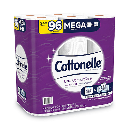 Cottonelle&reg; Ultra Comfort Toilet Paper Mega Rolls, 2-Ply, 284 Sheets, 24 Rolls (53756)