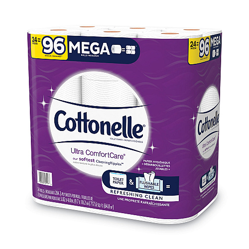Cottonelle&reg; Ultra Comfort Toilet Paper Mega Rolls, 2-Ply, 284 Sheets, 24 Rolls (53756)