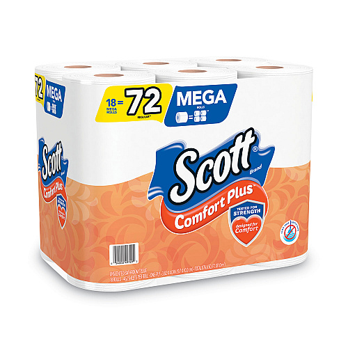 Scott&reg; ComfortPlus Toilet Paper, 1-Ply, 425 Sheets, 18 Rolls (5425849729)