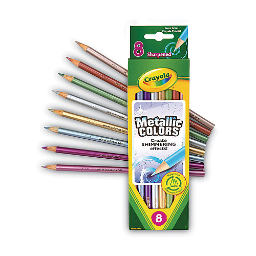 Crayola Metallic Colors Pencil Set, Assorted Metallic Lead and Barrel Colors, 8/Pack (683708)