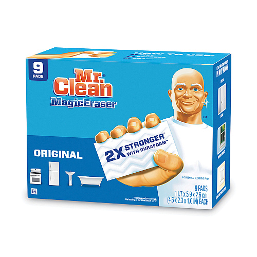Mr. Clean Magic Eraser, 4.6 x 2.4, 0.7" Thick, White, 9/Pack (69516)