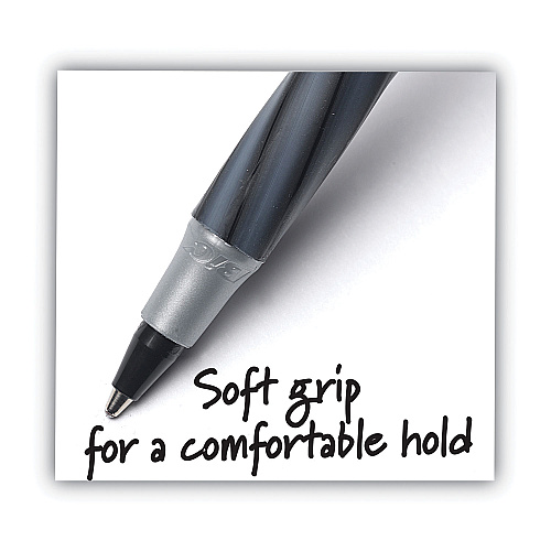 BIC Round Stic Grip Xtra Comfort Ballpoint Pen Value Pack, Easy-Glide, Stick, Medium 1.2 mm, Black Ink, Gray/Black Barrel, 36/PK (GSMG361BK)