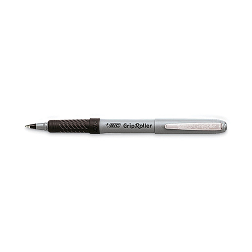 BIC Roller Glide Roller Ball Pen, Fine 0.7mm, Black Ink, Gray Barrel, Dozen (GRE11BK)