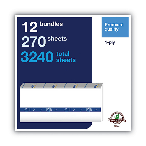 Tork&reg; Continuous Multifold Paper Towels, 1-Ply, White, 3240 Towels (105066)