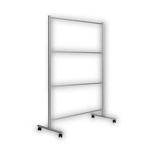 MasterVision Protector Series Mobile Glass Panel Divider, 49 x 22 x 81, Clear/Aluminum (DSP273046)