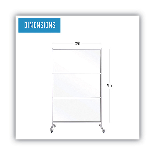 MasterVision Protector Series Mobile Glass Panel Divider, 49 x 22 x 81, Clear/Aluminum (DSP273046)