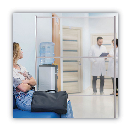 MasterVision Protector Series Mobile Glass Panel Divider, 49 x 22 x 81, Clear/Aluminum (DSP273046)