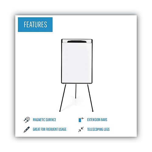 MasterVision Magnetic Gold Ultra Dry Erase Tripod Easel with Extension Arms, 32" to 72", Black/Silver (EA23062119)