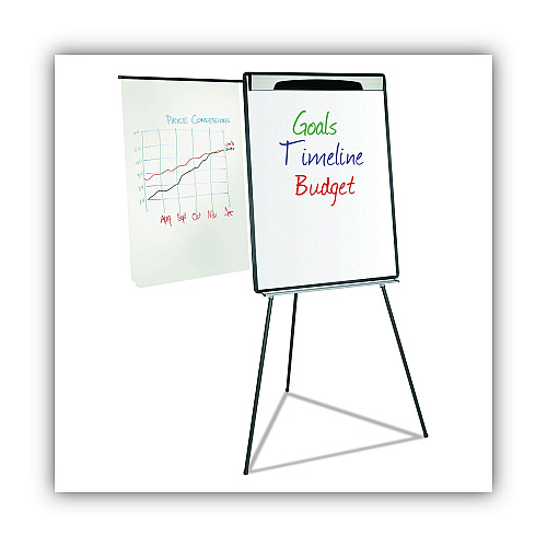 MasterVision Magnetic Gold Ultra Dry Erase Tripod Easel with Extension Arms, 32" to 72", Black/Silver (EA23062119)