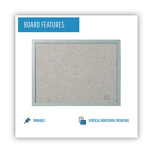 MasterVision Designer Fabric Bulletin Board, 24 x 18, Gray Surface, Gray MDF Wood Frame (FB0470608)