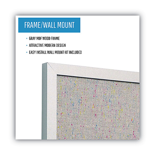 MasterVision Designer Fabric Bulletin Board, 24 x 18, Gray Surface, Gray MDF Wood Frame (FB0470608)
