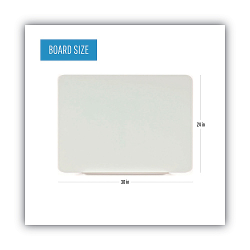 MasterVision Magnetic Glass Dry Erase Board, 36 x 24, Opaque White Surface (GL070101)