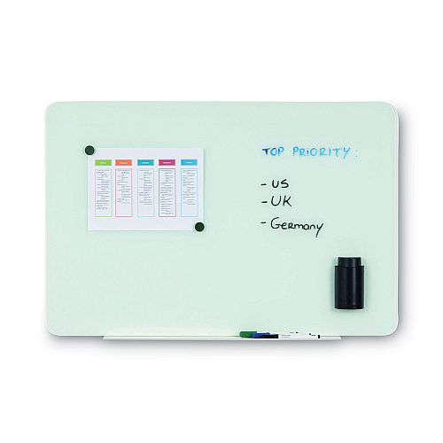 MasterVision Magnetic Glass Dry Erase Board, 36 x 24, Opaque White Surface (GL070101)
