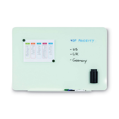 MasterVision Magnetic Glass Dry Erase Board, 48 x 36, Opaque White Surface (GL080101)