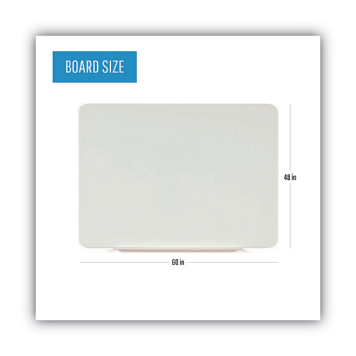 MasterVision Magnetic Glass Dry Erase Board, 60 x 48, Opaque White Surface (GL110101)