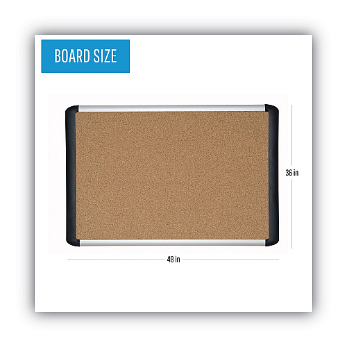 MasterVision Tech Cork Board, 48 x 36, Tan Surface, Silver/Black Aluminum Frame (MVI050501)