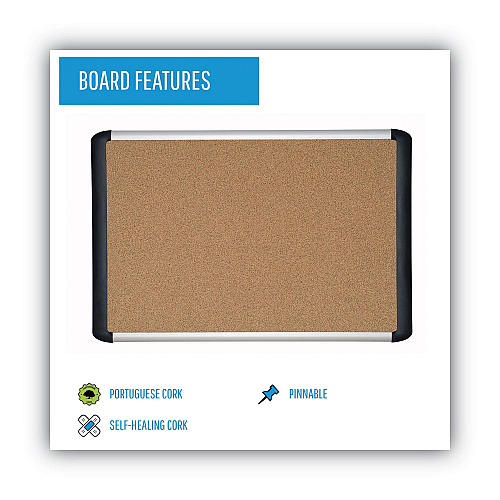 MasterVision Tech Cork Board, 48 x 36, Tan Surface, Silver/Black Aluminum Frame (MVI050501)