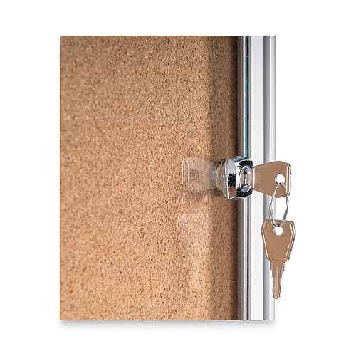 MasterVision Slim-Line Enclosed Cork Bulletin Board, One Door, 47 x 38, Tan Surface, Aluminum Frame (VT380101150)