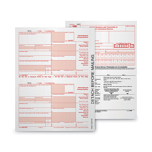 Adams 4-Part 1099-NEC Tax Forms with Tax Forms Helper, Fiscal Year: 2024, Carbonless, 8.5 x 3.5, 3 Forms/Sheet, 50 Forms Total (22993NEC)