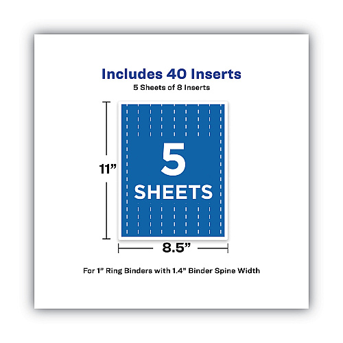 Avery Binder Spine Inserts, 1" Spine Width, 8 Inserts/Sheet, 5 Sheets/Pack (89103)