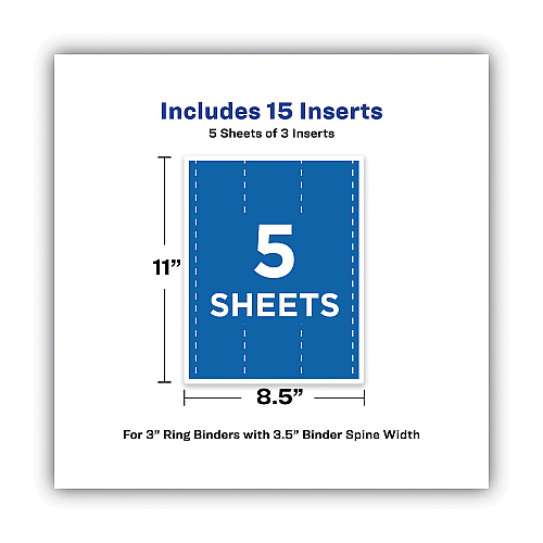 Avery Binder Spine Inserts, 3" Spine Width, 3 Inserts/Sheet, 5 Sheets/Pack (89109)