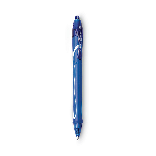 BIC Gel-ocity Quick Dry Gel Pen, Retractable, Medium 0.7 mm, Blue Ink, Blue Barrel, Dozen (RGLCG11BE)