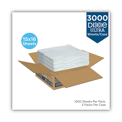 Dixie All-Purpose Food Wrap, Dry Wax Paper, 15 x 16, White, 1,000 Sheets/Pack, 3 Packs/Carton (GRC1516)