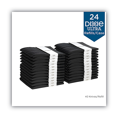 Dixie SmartStock Plastic Cutlery Refill, Knives, 7", Series-O Mediumweight, Black, 40/Pack, 24 Packs/Carton (SSK51)