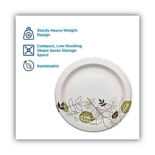 Dixie Pathways Soak Proof Shield Heavyweight Paper Plates, 10.13" dia, Green/Burgundy, 125/Pack (SXP10PATHPK)