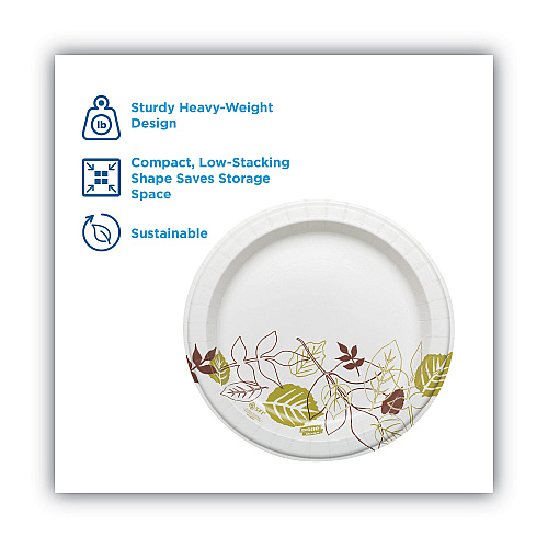 Dixie Pathways Soak Proof Shield Heavyweight Paper Plates, 8.5" dia, Green/Burgundy, 125/Pack (SXP9PATHPK)