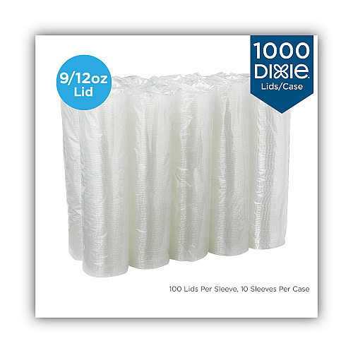 Dixie Cold Drink Cup Lids, Fits 9 oz to 12 oz Plastic Cold Cups, Clear, 100/Sleeve, 10 Sleeves/Carton (CL912PET)