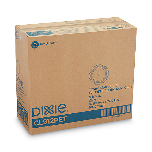 Dixie Cold Drink Cup Lids, Fits 9 oz to 12 oz Plastic Cold Cups, Clear, 100/Sleeve, 10 Sleeves/Carton (CL912PET)