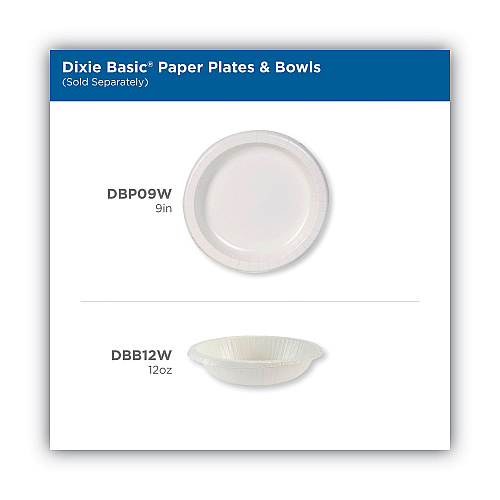 Dixie Paper Dinnerware, Plate, 8.5" dia, White, 125/Pack, 4/Carton (DBP09WCT)