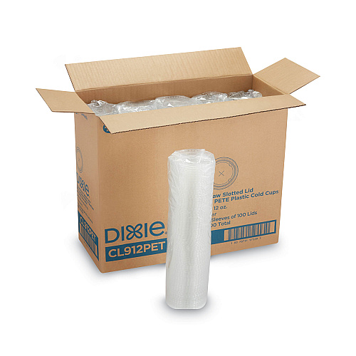 Dixie Cold Drink Cup Lids, Fits 9 oz to 12 oz Plastic Cold Cups, Clear, 100/Sleeve, 10 Sleeves/Carton (CL912PET)