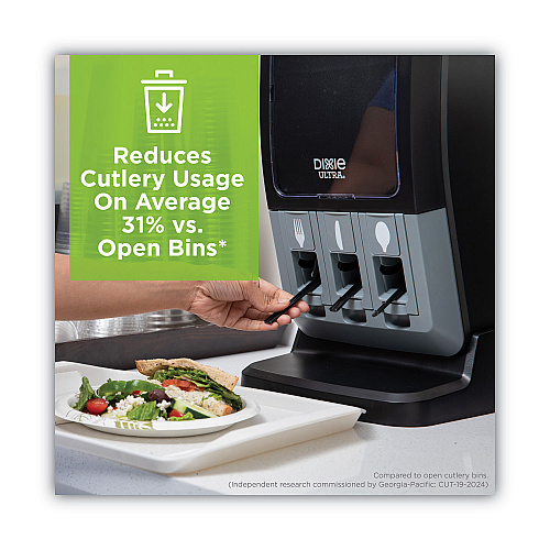 Dixie SmartStock Tri-Tower Dispenser, Forks/Knives/Spoons, 13.16 x 16.07 x 31.03, Black/Gray (DUSSTDSP3)