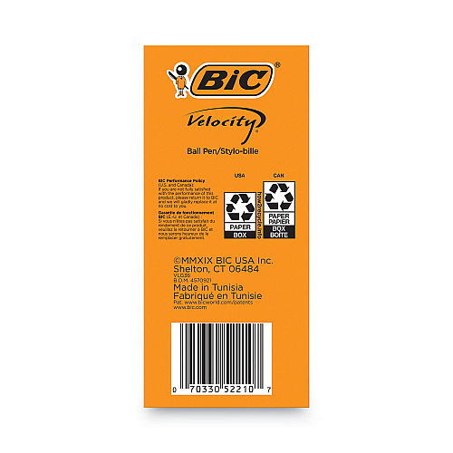 BIC Velocity Easy Glide Ballpoint Pen Value Pack, Retractable, Medium 1 mm, Black Ink, Black Barrel, 36/Pack (VLG361BK)