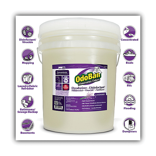 OdoBan Concentrated Odor Eliminator and Disinfectant, Lavender Scent, 5 gal Pail (9111625G)