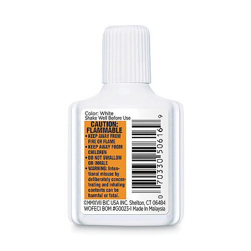 BIC Wite-Out Extra Coverage Correction Fluid, 20 mL Bottle, White, Dozen (WOFEC12WE)