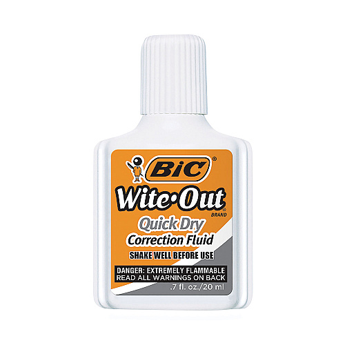BIC Wite-Out Quick Dry Correction Fluid, 20 mL Bottle, White, Dozen (WOFQD12WE)