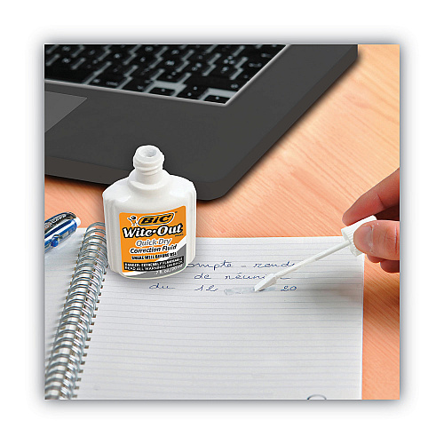 BIC Wite-Out Quick Dry Correction Fluid, 20 mL Bottle, White, Dozen (WOFQD12WE)