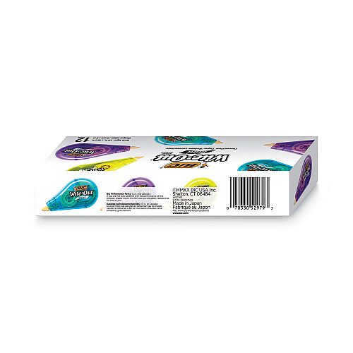 BIC Wite-Out Brand Mini Correction Tape, Non-Refillable, 0.2" x 26.2 ft, Assorted (WOTM11)